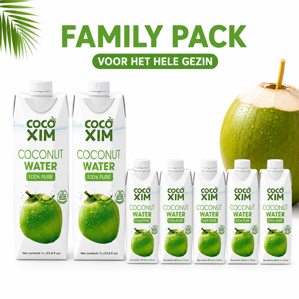 Cocoxim Family Pack – 24x 330ml kokoswater, genoeg voor het hele gezin